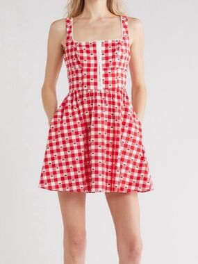 Avec Les Filles Red and White Gingham Sundress